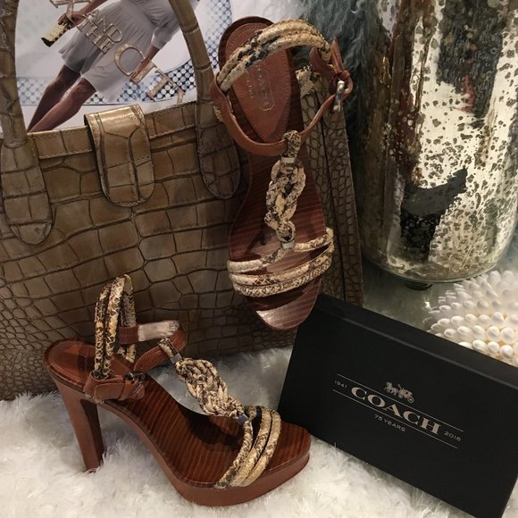 Coach Shoes - NWOT Coach Snake Skin Heels